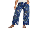 Floral Print Wide Leg Pants for Women Trendy Mid Rise Boho Ankle Cute Jeans Light S V1369-AZ3-W-11560