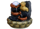 Desktop Buddha Statue Fountain Flowing Water Ornament with Light and Ball Resin Landscape V1294-YM0901-3111200176011