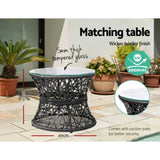 Gardeon Outdoor Lounge Setting Furniture Wicker Papasan Chairs Table Patio Black ODF-PAPASAN-TBCHX2-BK