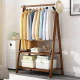Portable Clothes Rack Coat Garment Stand Bamboo Rail Hanger Airer Closet V63-838131