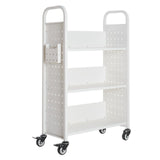 Rolling Library Book Cart, 150 kg Capacity, 77 x 38 x 122 cm Library Cart, Single Sided L-Shaped V952-LXTSGTCBS330DZLNM001V0