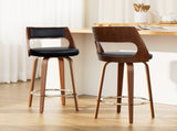 Artiss 2x Bar Stools Swivel Leather Chair 76cm BA-TW-8569-H76-BKX2-AB