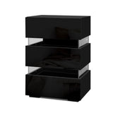Artiss 2x Bedside Table LED 3 Drawers - LUMI Black FURNI-O-LED-BS-03-BKX2