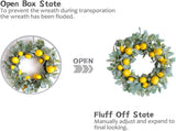 18 Inch Yellow Lemon Spring Summer Wreath for Front, Lamb Ears Leaves with Artificial Lemon V1258-DP02-C-2679