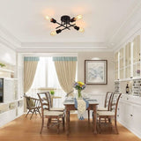 Industrial Semi Flush Mount Chandelier, Black V178-39661
