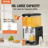 VEVOR Commercial Beverage Dispenser 10L x 2 Tanks Cold Juice Ice Drink Dispenser V952-SYYLJJBSJXS1LN0XAV3