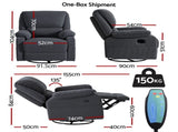 Artiss Rocking Recliner Chair 360 Swivel Massage Heated Reclining Chairs RECLINER-A19-COR-GY