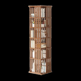 360 Rotating Bookshelf Bamboo Storage Display Rack Shelving in Dark Wood V63-842471