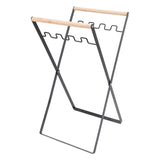 Trash Bag Holder Rubber Wood Handle Iron Flat Appearance Foldable Portable Garbage Bag V1294-YM0716-3117220182611