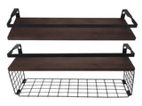 2 Set Wall Mounted Storage Shelves Bathroom Metal Wire Rustic Floating Shelf for Kitchen Office V1294-YM0703-3117230092811
