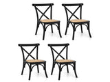 Artiss 4x Dining Chairs Rattan Wooden Kitchen Accent Chair Cafe Lounge Rubber Wood DINC-G-RA-BKX4