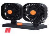Car Air Cooling Fan Dual Head USB Universal Cooling Device 360 Degree Adjustable Square Low Noise V1294-YM0714-3113210204611