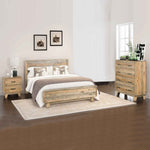 4 Pieces Bedroom Suite Double Size in Solid Wood Antique Design Light Brown Bed, Bedside Table & V43-BDS-WDL-4PC-TBY-D