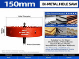 150mm Bi-Metal M42 High Speed Steel Hole Saw with Pilot Drill Bit, Smooth Cutting Edge for PVC, V1107-147-75585