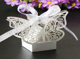 50 Piece Pack - Ivory Cream Butterfly Wedding Engagement Party Bomboniere Favour Lolly Gift Almond V382-IVORYBTTRFYBOX50
