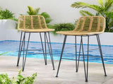 Gardeon 2x Outdoor Bar Stools Rattan Nature ODF-BA-TW-RATTAN-NA-X2