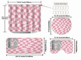 Plaid Bathroom Set 4 Pieces, Colorful Checkered Shower Curtain with Matching Bath Mat, Toilet Lid V1366-AZ2-W-23186