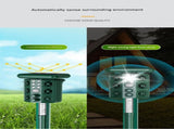 Green Solar Powered Ultrasonic Animal Repeller - Multi-Frequency Pest Deterrent with Motion Sensor, V888-ELOSUNG27650