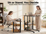 Artiss 3 Tier Adjustable Laptop Desk Tiltable Mobile Side Table Wheels LA-DESK-C-60-2T-WA