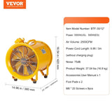 Portable Ventilator, 304.8mm/12inch Heavy Duty Cylinder Fan, 550W Strong Shop Exhaust Fan 2500CFM, V952-FBGSZ550W12INQAWHV3