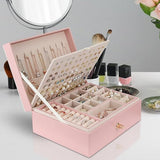 Jewelry Box for Storing Necklaces, Earrings, Bracelets and Rings, Large PU Leather with 3 Layers V1188-TRY101-07377-1