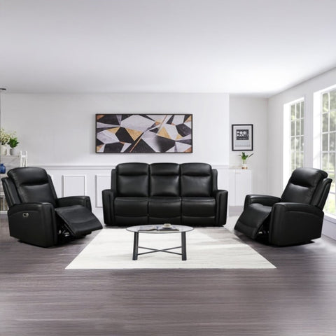 3-1-1 Seater Electric Leather/PVC Black Recliner Set V43-SET-FNX-3R-1R-1RBL