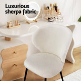 Artiss 2x Dining Chairs Sherpa Boucle Wing Back White UPHO-C-DIN-2514-WHX2