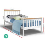 Artiss Bed Frame Single Size Wooden White PONY WBED-D-TC18-92