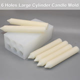 6-Hole Long Pillar Silicone Candle Mold for DIY Candle Making, Versatile Cylinder Design V1192-AZ-W-20882