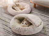 Cat Bed Round Plush Hooded Cat Bed Cave, for Indoor Cats or Small Dog Beds, Calming Pet Beds Calm V1189-WXFWAL-20260326-03177