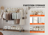 Heavy Duty Clothes Rack, Double Hanging Rod Clothing Garment Rack for Hanging Clothes, Adjustable V952-JYKCYJ4858221BPVDV0