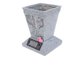 Solar Cemetery Grave Vase Resin Gravestone Vase with LED Ground Stake Adjustable Drainage System for V1294-YM0901-3111250130111