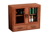 Wooden Desktop Storage Cabinet with Double Door and Drawers Clear Grain Retro Wooden Jewelry Box for V1294-YM0901-3117230286411