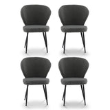 Artiss 4x Dining Chairs Sherpa Boucle Wing Back Grey UPHO-C-DIN-2514-GYX4