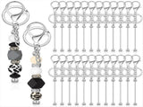 24 Pcs Beadable Keychain Bars Bulk for Beads DIY Blank Metal Beaded Bead Crafts Silver V1369-AZ3-W-12795