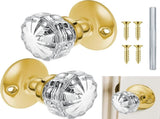 1 Set Glass Door Knobs Antique Crystal Vintage Mortise Style Fluted Replacement Kit with 2-1/2 in V1259-DP01-A-1164