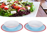 4Pcs/Set Salad Bowl Dish Light Blue Grid Pattern Imitation Porcelain Snack Plate Tableware V1294-YM0718-3118200282711