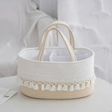 Handmade Woven Cotton Rope Storage Basket, Divided Compartments & Portable Handle, Large Capacity V1232-CWL-BZ-002