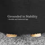 Fabric Ottoman Round Wooden Leg Foot Stool - BLACK V274-FT-GQST01-BK