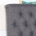 Bed Head Double Size French Provincial Headboard Upholsterd Fabric Charcoal V43-BED-SENDCHA