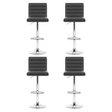 Artiss Set of 4 PU Leather Lined Pattern Bar Stools- Grey and Chrome BA-K-710N-GYX4