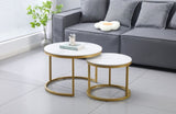 Nesting style Coffee Table - White on Champagne Gold - 60cm/45cm V292-NEST-WHT005
