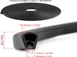 Seal Strip, 40 Feet Edge Trim, EDPM Rubber Seal Trim for Cars, Boats, Trucks, RVs, Fits Edge 1/16" V1258-DP02-C-2148