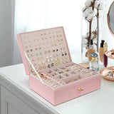 Jewelry Box for Storing Necklaces, Earrings, Bracelets and Rings, Large PU Leather with 3 Layers V1237-ZY-203-2994