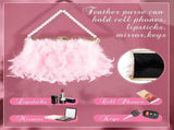 Feather Clutch Purses for Women, Evening Bags Furry Purse with 2 Chains Wedding Bride Fringe Glossy V1259-DP01-A-1085