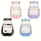 Lightweight Youthful Spine-Protecting Backpack Oxford Fabric Water-Resistant Large Capacity, V1232-SJB-SB-002