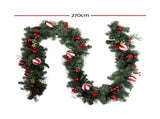 Jingle Jollys 2.7m Christmas Garland with Decorations Xmas Wedding Party XM-TR-GAR-9FT-BERRY-RED
