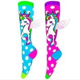 MADMIA Flying Unicorn Toddler Long Knee High Socks - Girl's Pair - Pink/Blue V563-MM050-T