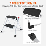 Step Ladder 2-Step 150kg Capacity, Ergonomic Folding Steel Step Stool with Wide Anti-Slip Pedal, V952-JYTDGKZDLB00QE3JSV0