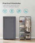 SONGMICS Portable Clothes Storage with 6 Shelves and 1 Clothes Hanging Rail Grey V227-8498402109162